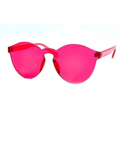 Round Round One Piece Color Rimless Sunglasses P4162 - Red - CS18OHRS7X2 $7.02