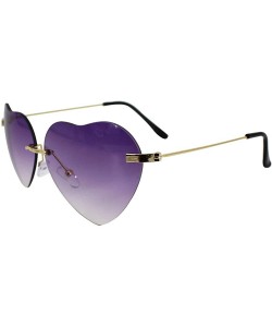 Aviator Women Heart Shape Rimless Sunglasses UV400 Protection Aviator Sunglasses - Purple - CX18CG0LX68 $9.64
