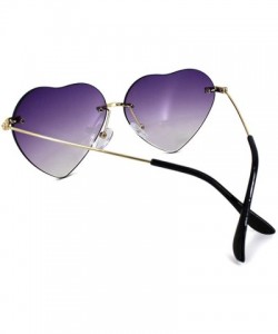 Aviator Women Heart Shape Rimless Sunglasses UV400 Protection Aviator Sunglasses - Purple - CX18CG0LX68 $9.64