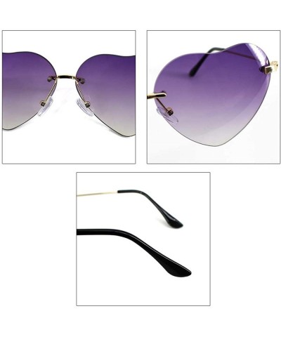 Aviator Women Heart Shape Rimless Sunglasses UV400 Protection Aviator Sunglasses - Purple - CX18CG0LX68 $9.64