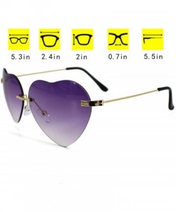 Aviator Women Heart Shape Rimless Sunglasses UV400 Protection Aviator Sunglasses - Purple - CX18CG0LX68 $9.64