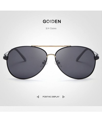 Oval Fashion Men's Polarized Sunglasses Locomotive Driving Glasses UV 400 - Golden - CI18GLUGI93 $17.84