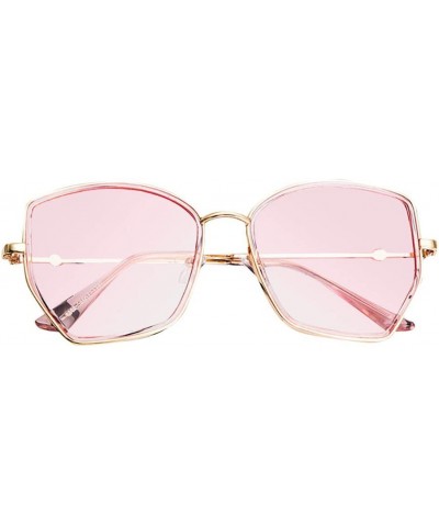 Square Oversized Sunglasses Irregular Accessory - Pink - C0199KUXGGI $9.78