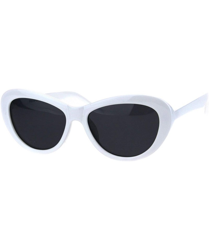 Oval Womens Polarized Lens Sunglasses Oval Rounded Cateye Frame UV 400 - White (Black) - CV18RL3TWW4 $12.53