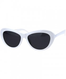 Oval Womens Polarized Lens Sunglasses Oval Rounded Cateye Frame UV 400 - White (Black) - CV18RL3TWW4 $12.53