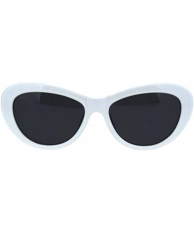 Oval Womens Polarized Lens Sunglasses Oval Rounded Cateye Frame UV 400 - White (Black) - CV18RL3TWW4 $12.53