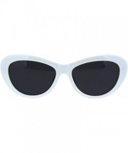 Oval Womens Polarized Lens Sunglasses Oval Rounded Cateye Frame UV 400 - White (Black) - CV18RL3TWW4 $12.53