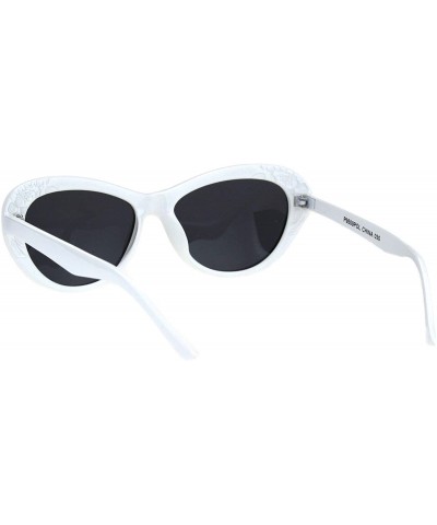 Oval Womens Polarized Lens Sunglasses Oval Rounded Cateye Frame UV 400 - White (Black) - CV18RL3TWW4 $12.53