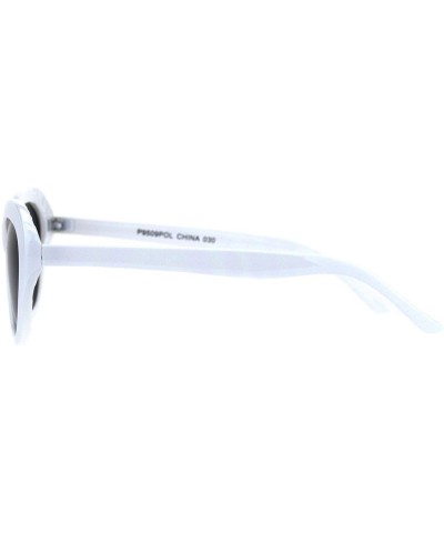 Oval Womens Polarized Lens Sunglasses Oval Rounded Cateye Frame UV 400 - White (Black) - CV18RL3TWW4 $12.53