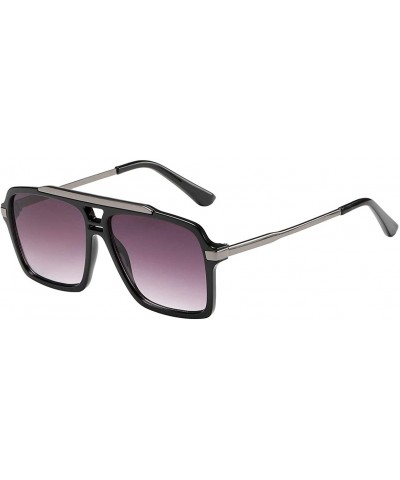 Square Mens Designer Manhattan Vintage Stylish Classic Retro Sunglasses UV400 Pouch - Black Gun Frame Gradient Lens - C818U6X...