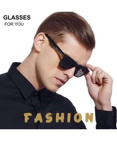 Sport Polarized Sunglasses for Men Al-Mg TR90 Mens Sunglasses Retro Driving Shades - C5 Green Lens/Matte Black Frame - C8196O...