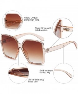 Square Classic Women Square Oversized Sunglasses for Men Flat Top Fashion Shades - Clear Tea Frame-tea Lesn - C918UKQM6YG $12.23