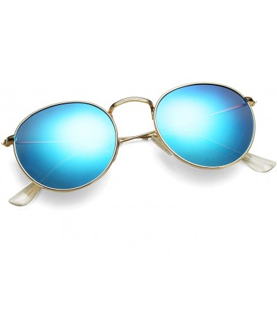 Oval Polarized Sunglasses for Men and Women Round Retro Metal Sun Glasses John Lennon Style - A5 Gold Frame/Blue Lens - CF194...