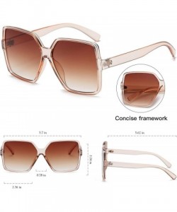 Square Classic Women Square Oversized Sunglasses for Men Flat Top Fashion Shades - Clear Tea Frame-tea Lesn - C918UKQM6YG $12.23