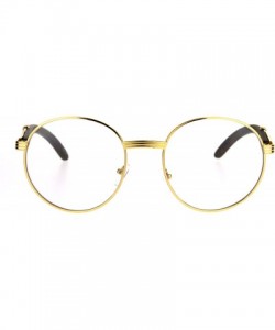 Round Round Clear Lens Glasses Wood Buffs Stylish Fashion Eyeglasses UV 400 - Yellow Gold - CA189NQNTCI $12.42