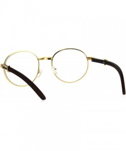 Round Round Clear Lens Glasses Wood Buffs Stylish Fashion Eyeglasses UV 400 - Yellow Gold - CA189NQNTCI $12.42