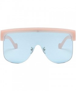 Rimless 2020 Oversized One Piece Shield Sunglasses For Women Brand Sun Glasses Rimless Big Leopard Shades - Blue - CD193LC9AE...