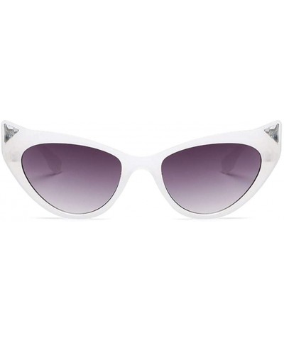 Cat Eye Women Vintage Diamond Cat Eye Sunglasses Small Leopard Frame Glasses Female - C1black Gray - CH19034T75N $12.23