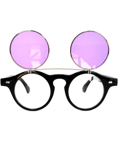 Shield Steampunk Retro Gothic Vintage Hippie Colored Metal Round Circle Frame Sunglasses Colored Lens - CW186Z6SALO $14.90