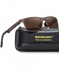 Rectangular Polarized Aluminum Sunglasses For Men Women Unisex Vintage Sun Glasses p10030 - Brown - CN18WMIADNT $13.65