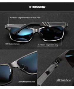 Rectangular Polarized Aluminum Sunglasses For Men Women Unisex Vintage Sun Glasses p10030 - Brown - CN18WMIADNT $13.65