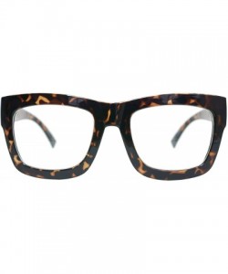 Oversized Vintage Inspired Geek Oversized Square Thick Horn Rimmed Eyeglasses Clear Lens - Leopard 30101 - CR18NYL9OXR $9.81