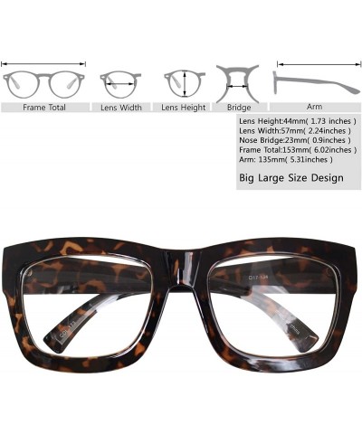 Oversized Vintage Inspired Geek Oversized Square Thick Horn Rimmed Eyeglasses Clear Lens - Leopard 30101 - CR18NYL9OXR $9.81