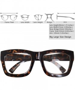 Oversized Vintage Inspired Geek Oversized Square Thick Horn Rimmed Eyeglasses Clear Lens - Leopard 30101 - CR18NYL9OXR $9.81