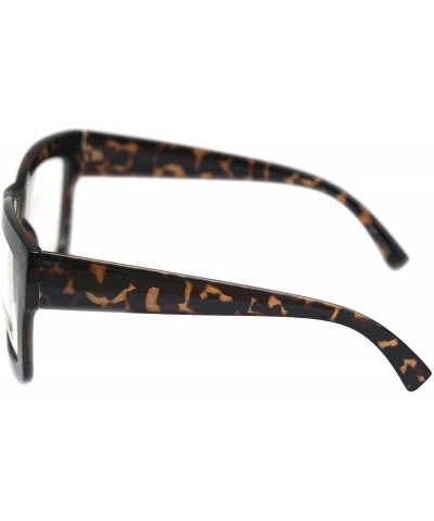 Oversized Vintage Inspired Geek Oversized Square Thick Horn Rimmed Eyeglasses Clear Lens - Leopard 30101 - CR18NYL9OXR $9.81