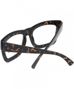 Oversized Vintage Inspired Geek Oversized Square Thick Horn Rimmed Eyeglasses Clear Lens - Leopard 30101 - CR18NYL9OXR $9.81