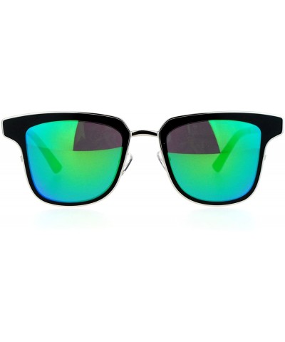 Cat Eye Mirrored Mirror Horn Rim Cat Eye Metal Outline Womens Sunglasses - Green - CV12H78YK9V $23.30