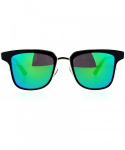 Cat Eye Mirrored Mirror Horn Rim Cat Eye Metal Outline Womens Sunglasses - Green - CV12H78YK9V $14.22