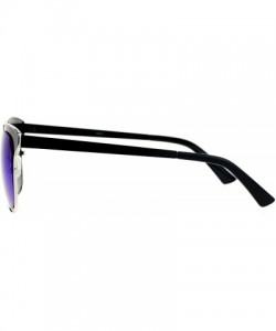 Cat Eye Mirrored Mirror Horn Rim Cat Eye Metal Outline Womens Sunglasses - Green - CV12H78YK9V $14.22