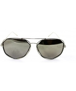 Rectangular "Raven" Geometric Ultra Premium Brushed Aluminum Flash Sunglasses - Silver/Mirror - C212K7SU51F $8.30