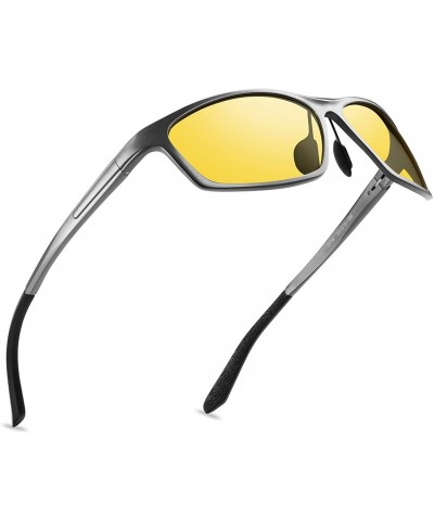 Rectangular Polarized Night Driving Glasses Anti-Glare UV 400 Protection Night Vision Glasses for Men and Women - CZ18AZAKTEX...