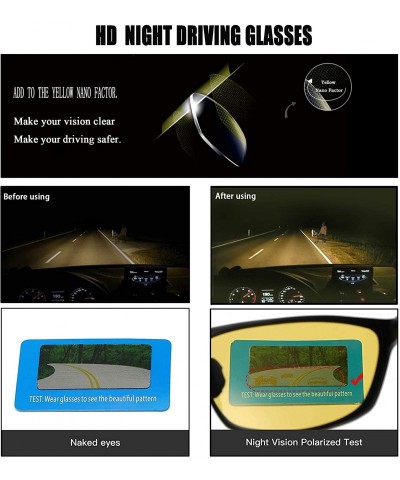 Rectangular Polarized Night Driving Glasses Anti-Glare UV 400 Protection Night Vision Glasses for Men and Women - CZ18AZAKTEX...