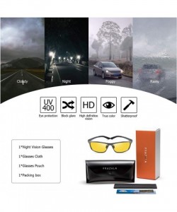 Rectangular Polarized Night Driving Glasses Anti-Glare UV 400 Protection Night Vision Glasses for Men and Women - CZ18AZAKTEX...