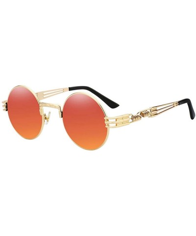 Square Gothic Steampunk Sunglasses Men Women Metal WrapEyeglasses Round Shades Sun Glasses Mirror UV400 - C0199C4ROEG $26.87