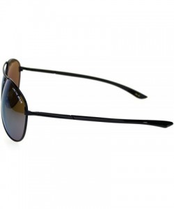 Round Arctic Blue Anti-glare Bluetech Lens Luxury Spring Hinge Pilots Sunglasses - Black - C218OU252QM $10.00