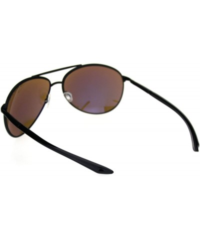 Round Arctic Blue Anti-glare Bluetech Lens Luxury Spring Hinge Pilots Sunglasses - Black - C218OU252QM $10.00