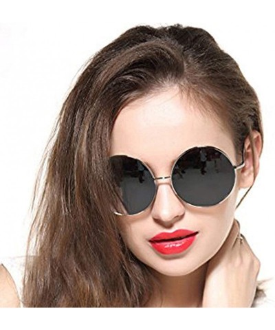 Wayfarer Oversized Round Circle Mirrored Hippie Hipster Sunglasses - Metal Frame - Chien Ash - CU12J2BKRBB $12.18