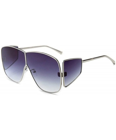 Square Sunglasses Fashion Glasses Designer Vintage - Silver&gray - CO18WS4YQQY $25.32
