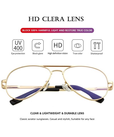 Oversized Polarized Aviator Sunglasses for Men Women Metal Frame 100% UV400 Protection Lens- 58mm - Gold Frame/ Clear Lens - ...