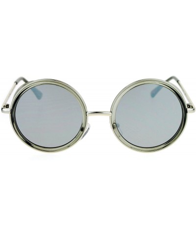 Round Side Visor Hippie Round Circle Lens Sunglasses - Clear Black - CZ12MYZJL4I $9.00