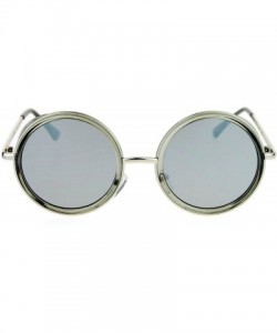 Round Side Visor Hippie Round Circle Lens Sunglasses - Clear Black - CZ12MYZJL4I $9.00