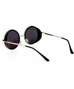 Round Side Visor Hippie Round Circle Lens Sunglasses - Clear Black - CZ12MYZJL4I $9.00