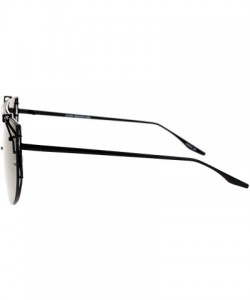 Oversized Super Wide Oversized Sunglasses Wire Metal Flat Top Frame Mirror Lens - Black (Purple Mirror) - CI1872KWSU9 $16.00
