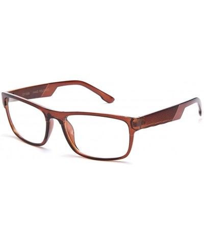 Oversized Unisex Clear Lens Squared Frame Fashion Glasses - Brown - CY11KQRU9DH $19.61