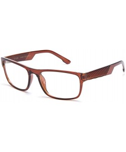 Oversized Unisex Clear Lens Squared Frame Fashion Glasses - Brown - CY11KQRU9DH $9.92