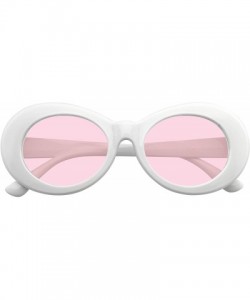 Oversized Oversize Round Goggle Retro Tapered Arms Clout Oval Color Tone White Sunglasses - Pink - CC195TTOX49 $12.36